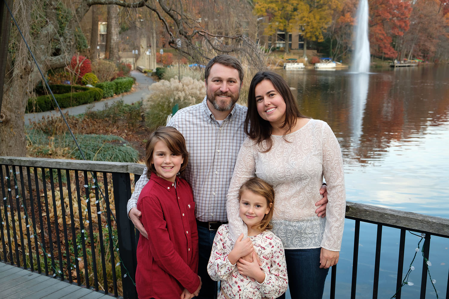 Family portraits at Lake Anne in Reston, Virginia