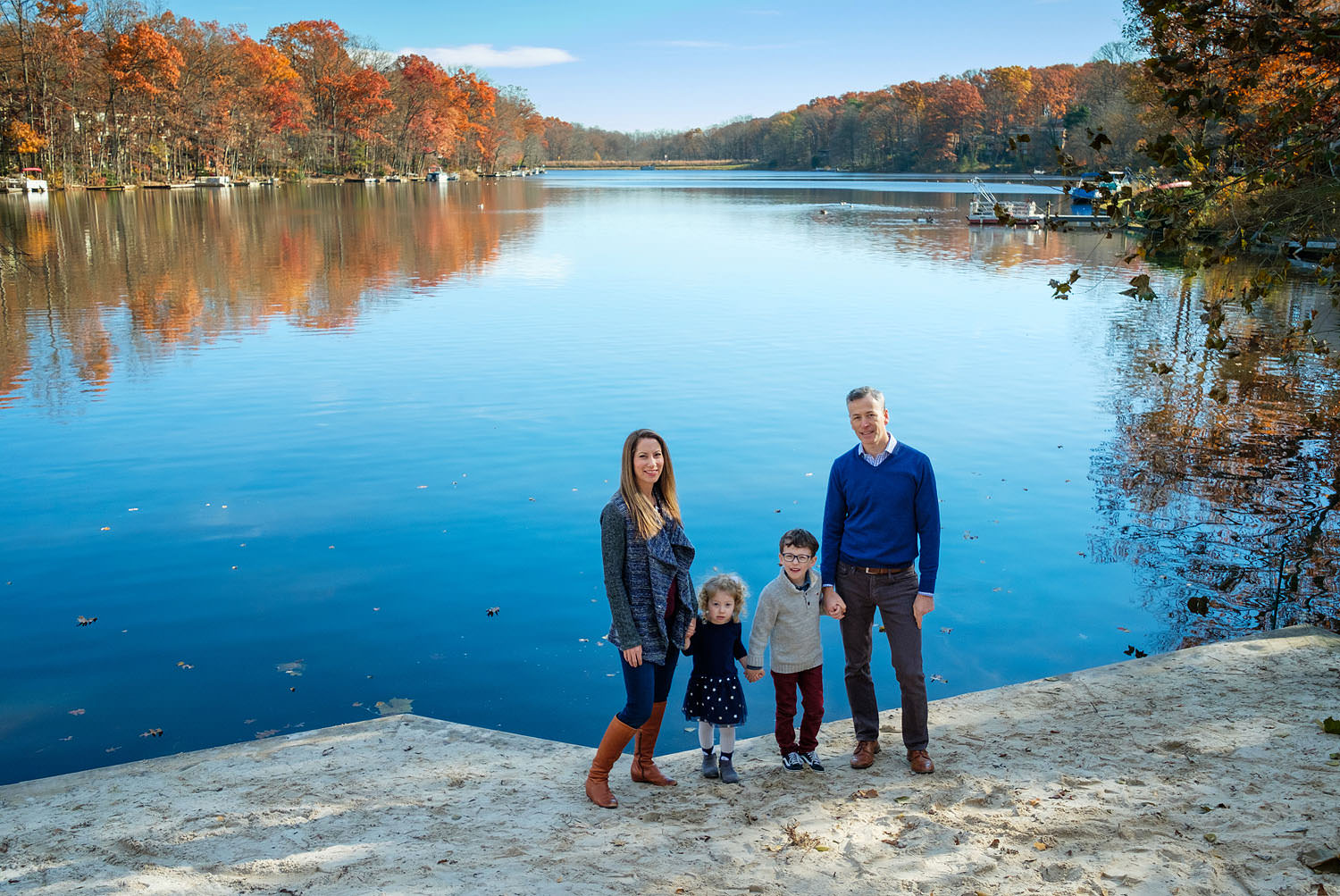 Fall family portraits at Lake Anne in Reston, Virginia